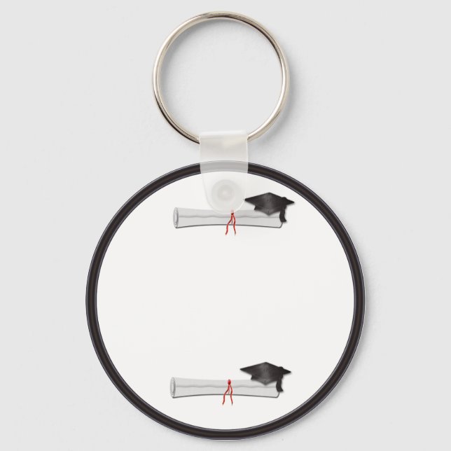 Add Your Own Text Black Graduation Keychain (Front)