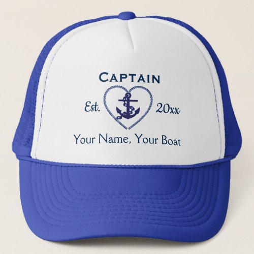 Add your own Text Captains Cap Trucker Hat