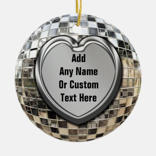 Add Your Own Text Disco Mirrorball Ornament (Front)