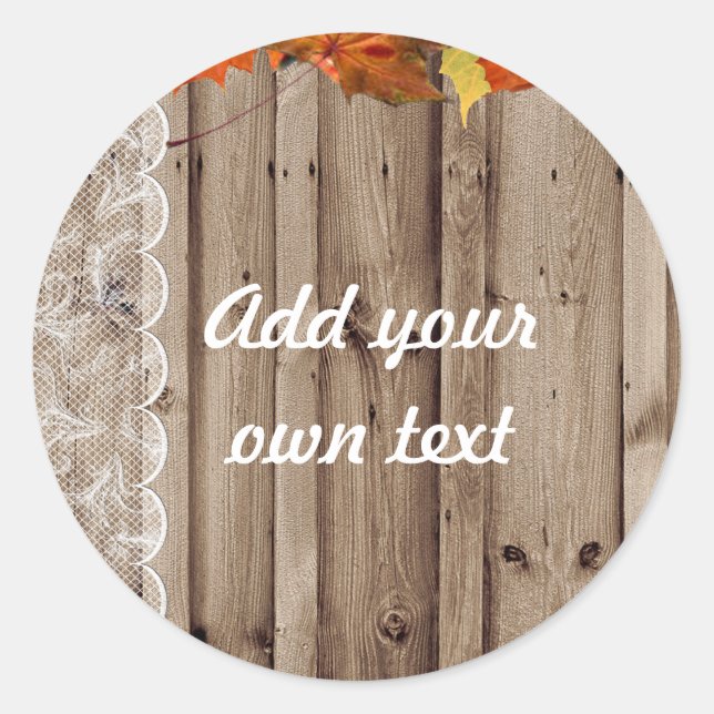 Add your own text Fall Invite Classic Round Sticker (Front)