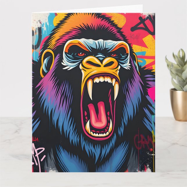 ADD YOUR OWN TEXT Graffiti Gorilla  Card (Small Plant)