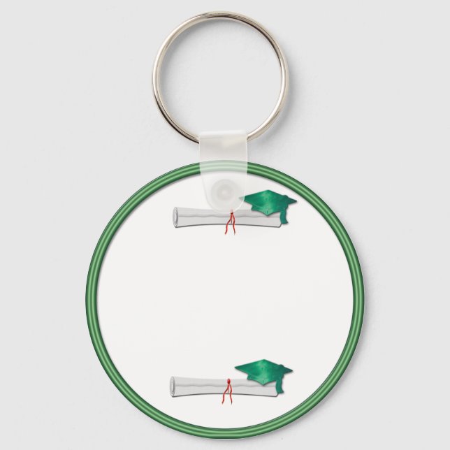 Add Your Own Text Green Graduation Keychain (Front)