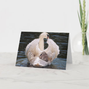 ADD YOUR OWN TEXT Mom & Kids Swan Card