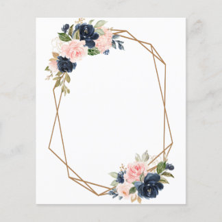 add your own text navy blue floral wedding