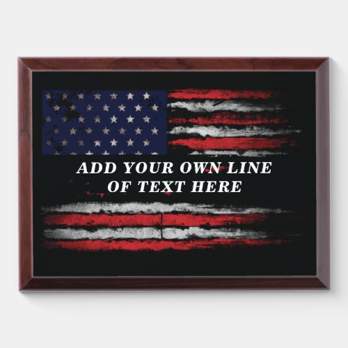 Add your own text on grunge American flag Award Plaque