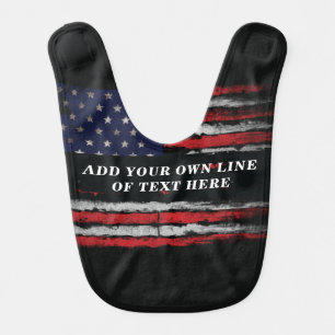 Add your own text on grunge American flag Baby Bib