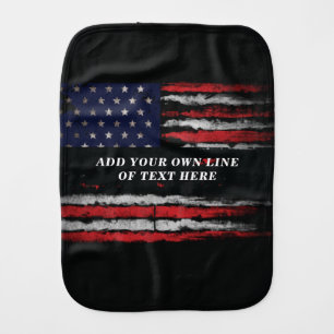 Add your own text on grunge American flag Baby Burp Cloth