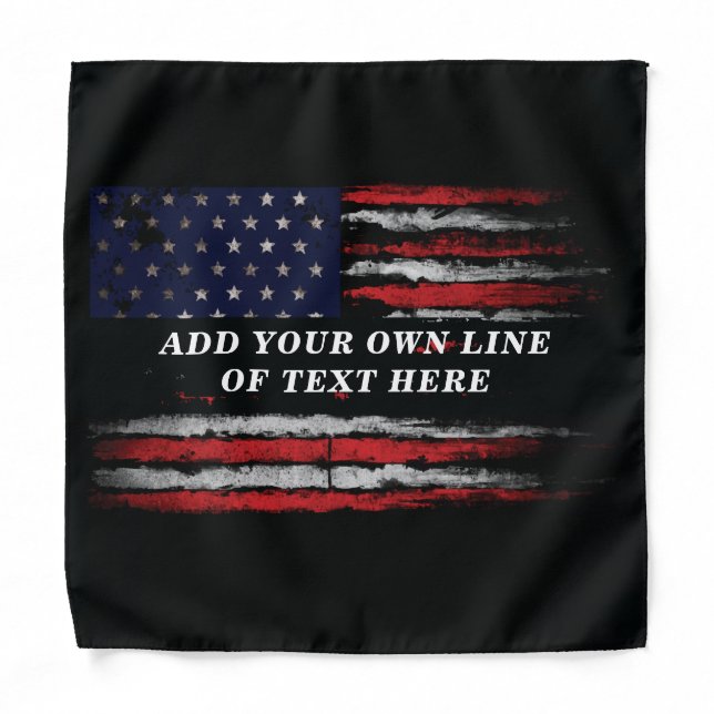 Add your own text on grunge American flag Bandana (Front)