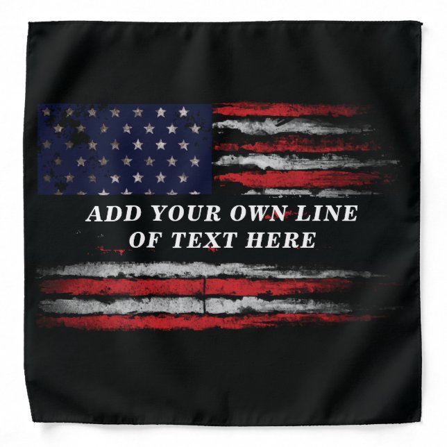 Add your own text on grunge American flag Bandana (Front)