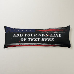 Add your own text on grunge American flag Body Pillow