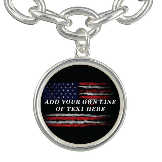 Add your own text on grunge American flag Bracelet (Design)