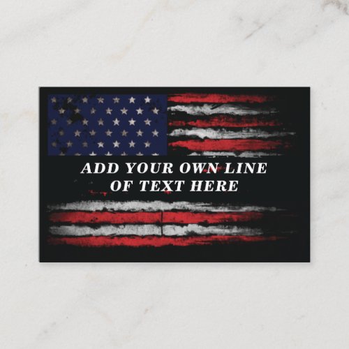 Add your own text on grunge American flag Business Card