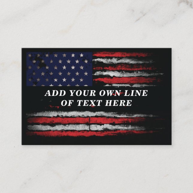 Add your own text on grunge American flag Business Card (Front)