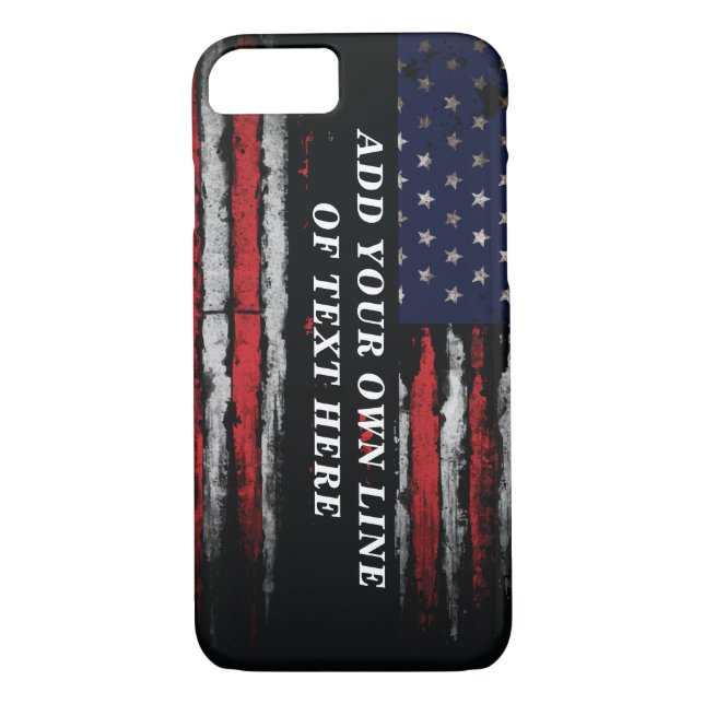Add your own text on grunge American flag Case-Mate iPhone Case (Back)