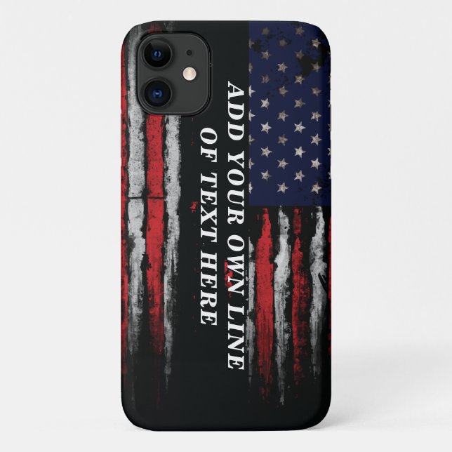 Add your own text on grunge American flag Case-Mate iPhone Case (Back)