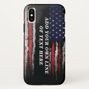 Add your own text on grunge American flag iPhone XS Case