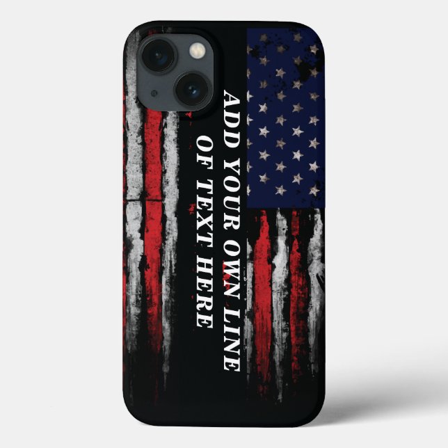Add your own text on grunge American flag Case-Mate iPhone Case (Back)
