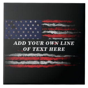 Add your own text on grunge American flag Ceramic Tile