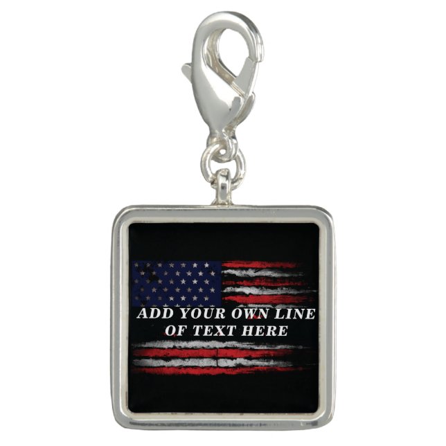 Add your own text on grunge American flag Charm (Front)