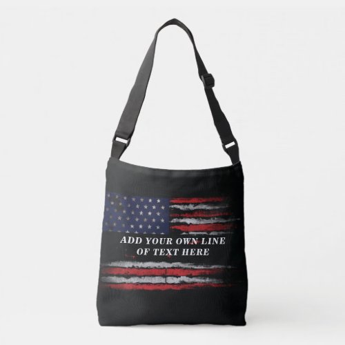 Add your own text on grunge American flag Crossbody Bag