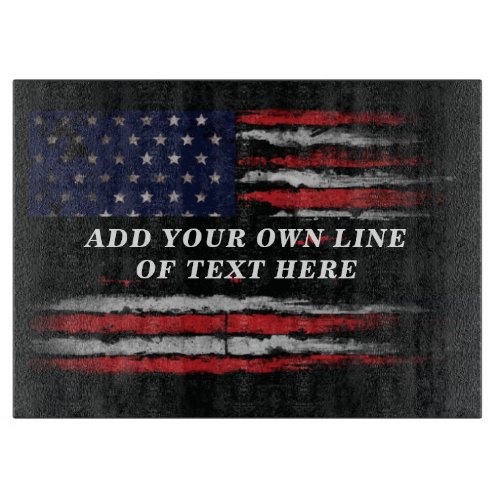 Add your own text on grunge American flag Cutting Board