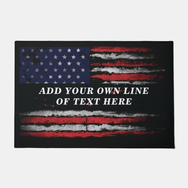Add your own text on grunge American flag Doormat (Front)