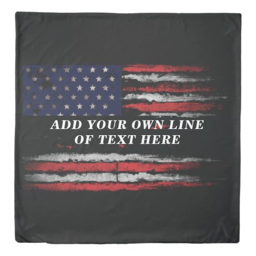 Add your own text on grunge American flag Duvet Cover
