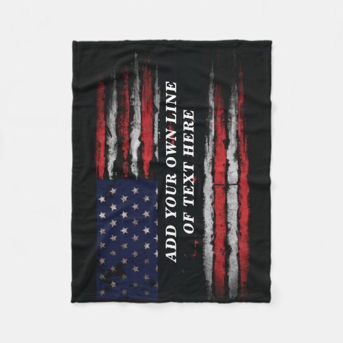 Add your own text on grunge American flag Fleece Blanket