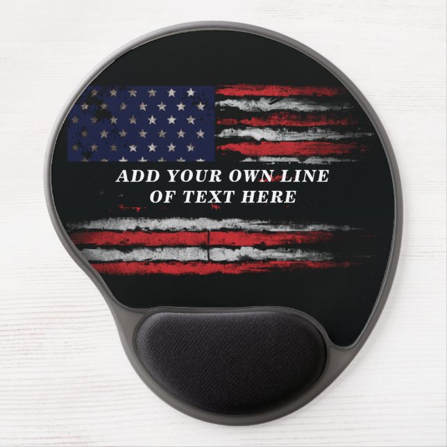 Add your own text on grunge American flag Gel Mouse Pad (Front)