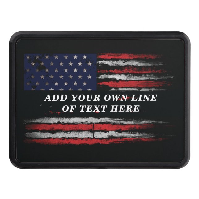 Add your own text on grunge American flag Hitch Cover (Front)