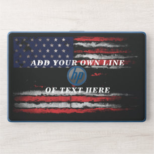 Add your own text on grunge American flag HP Laptop Skin