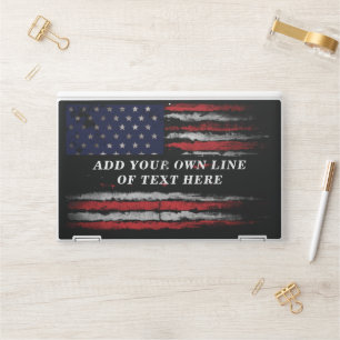 Add your own text on grunge American flag HP Laptop Skin