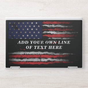 Add your own text on grunge American flag HP Laptop Skin