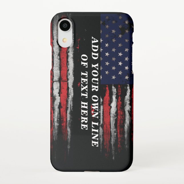 Add your own text on grunge American flag iPhone Case (Back)