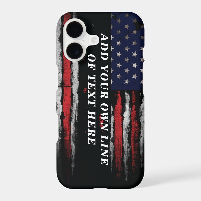 Add your own text on grunge American flag iPhone Case (Back)