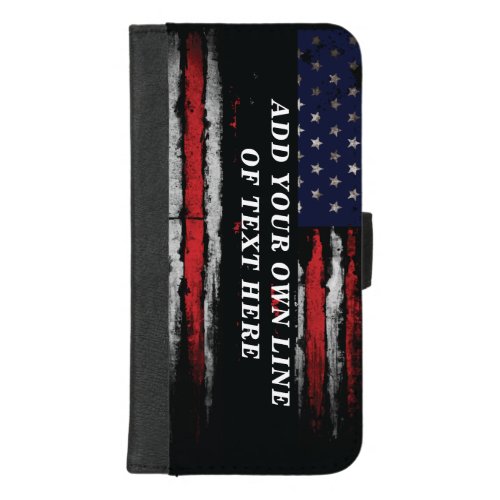 Add your own text on grunge American flag iPhone 87 Plus Wallet Case