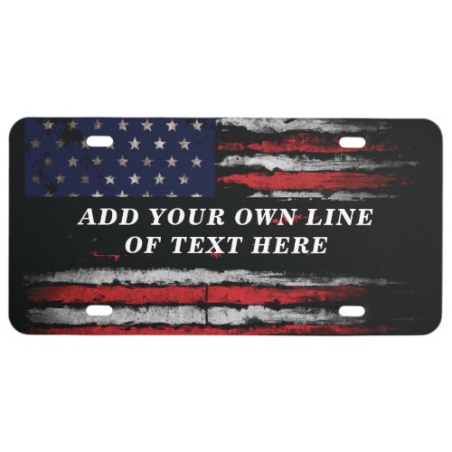 Add your own text on grunge American flag License Plate