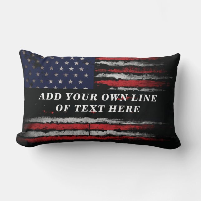 Add your own text on grunge American flag Lumbar Pillow (Front)