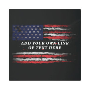 Add your own text on grunge American flag Metal Print