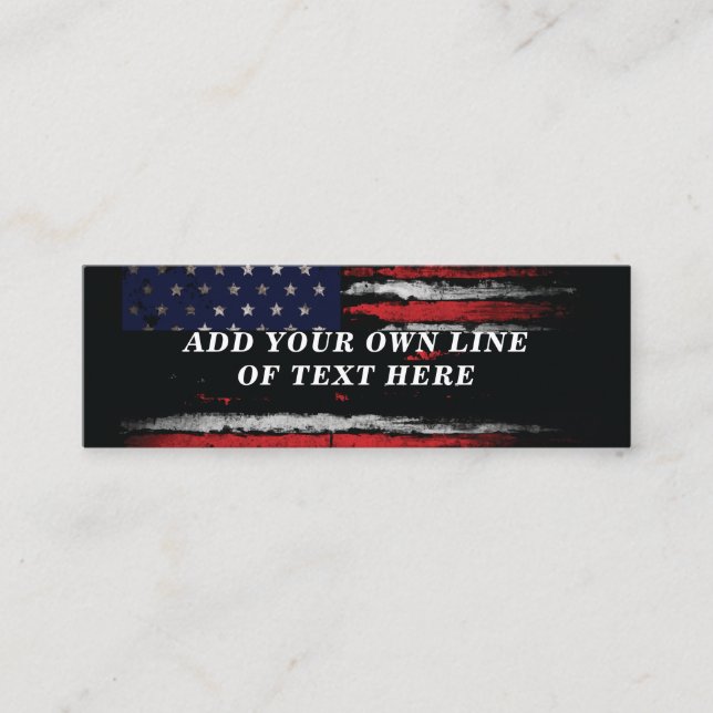Add your own text on grunge American flag  Mini Business Card (Front)