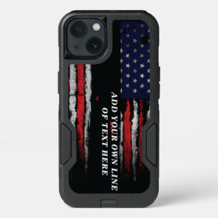 Add your own text on grunge American flag iPhone 13 Case
