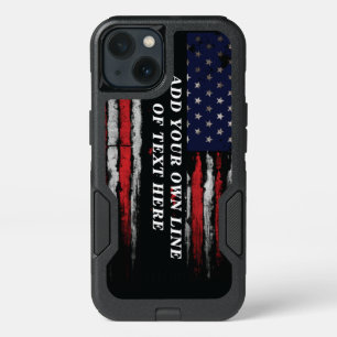 Add your own text on grunge American flag iPhone 13 Case