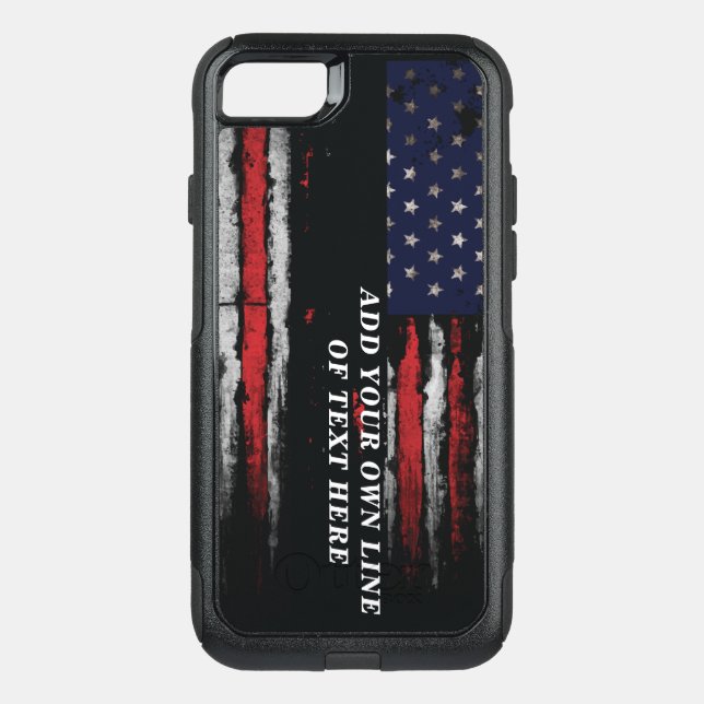 Add your own text on grunge American flag Otterbox iPhone Case (Back)