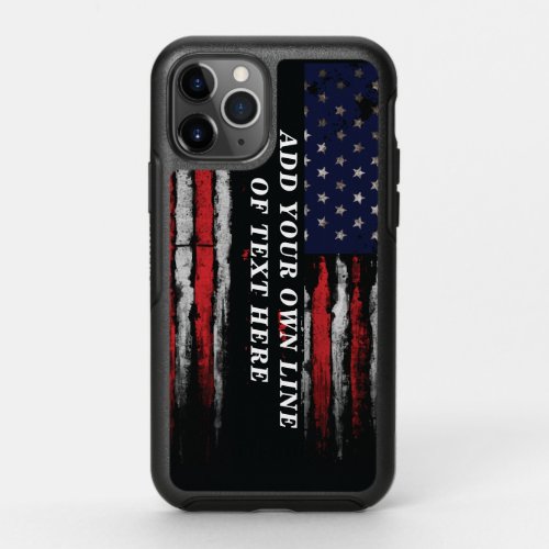 Add your own text on grunge American flag OtterBox Symmetry iPhone 11 Pro Case