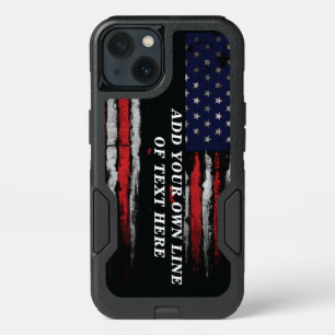 Add your own text on grunge American flag iPhone 13 Case
