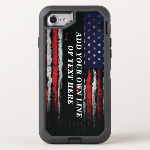Add your own text on grunge American flag OtterBox Defender iPhone SE87 Case