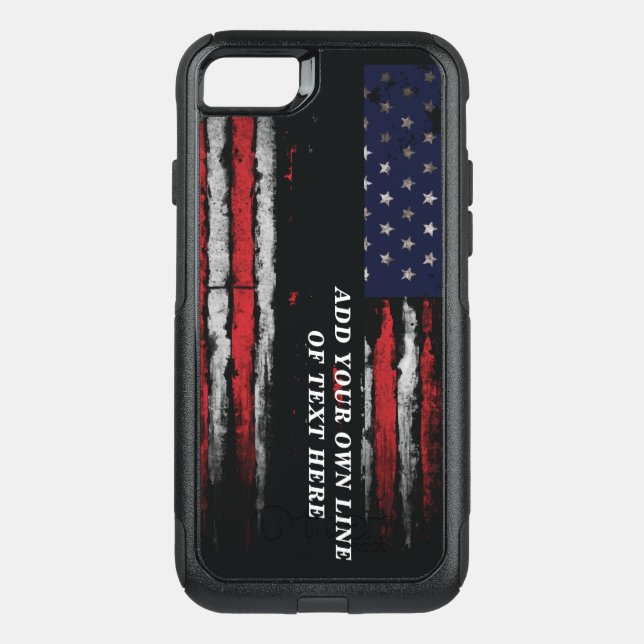 Add your own text on grunge American flag Otterbox iPhone Case (Back)