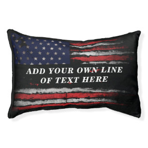 Add your own text on grunge American flag Pet Bed