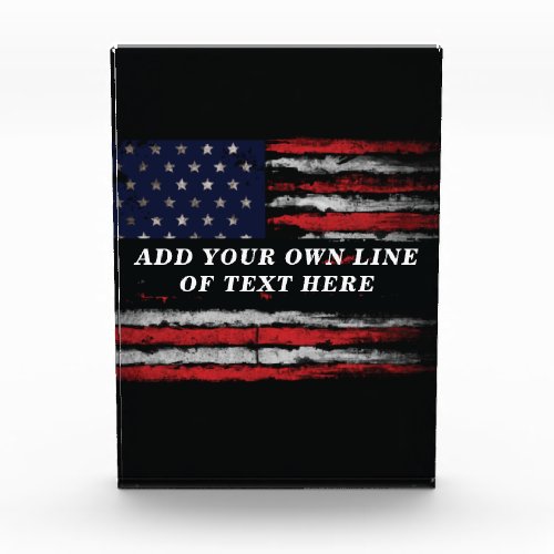 Add your own text on grunge American flag Photo Block