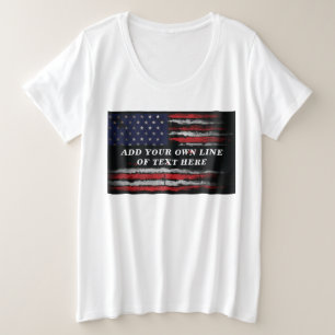 Add your own text on grunge American flag Plus Size T-Shirt